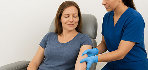 Patient receiving an iron infusion at The Gap Village Doctors.